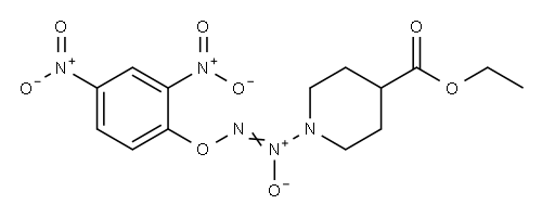 4-Piperidinecarboxylic acid, 1-[2-(2,4-dinitrophenoxy)-1-oxidodiazenyl]-, ethyl ester Structure