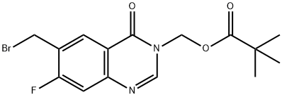 Propanoic acid, 2,2-dimethyl-, [6-(bromomethyl)-7-fluoro-4-oxo-3(4H)-quinazolinyl]methyl ester Structure