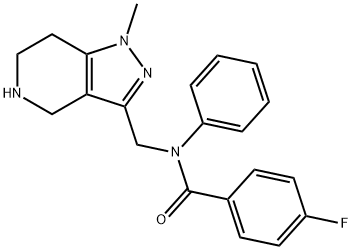 4-fluoro-N-[(1-methyl-4,5,6,7-tetrahydro-1H-pyrazolo[4,3-c]pyridin-3-yl)methyl]-N-phenylbenzamide hydrochloride Structure