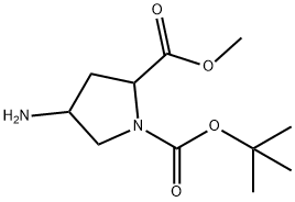1,2-Pyrrolidinedicarboxylic acid, 4-amino-, 1-(1,1-dimethylethyl) 2-methyl ester 结构式