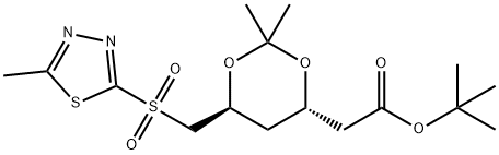 2-(4R,6S)-2,2-二甲基-6-[(5-甲基-1,3,4-噻唑-2-磺酰基)甲基)-1,3-二氧己环]乙酸叔丁酯, 1326302-97-9, 结构式