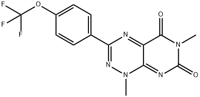 Pyrimido[5,4-e]-1,2,4-triazine-5,7(1H,6H)-dione, 1,6-dimethyl-3-[4-(trifluoromethoxy)phenyl]- Structure