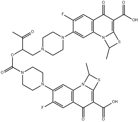 7-[4-[2-[[[4-(3-Carboxy-6-fluoro-1-methyl-4-oxo-1H,4H-[1,3]thiazeto[3,2-a]quinolin-7-yl)-1-piperazinyl]carbonyl]oxy]-3-oxobutyl]-1-piperazinyl]-6-fluoro-1-methyl-4-oxo-1H,4H-[1,3]thiazeto[3,2-a]quinoline-3-carboxylic acid Struktur