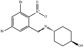 Cyclohexanol, 4-[[(3,5-dibromo-2-nitrophenyl)methylene]amino]-, trans- Structure