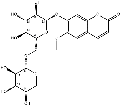 6-Methoxy-7-(6-O-β-D-xylopyranosyl-β-D-glucopyranosyloxy)-2H-1-benzopyran-2-one Structure