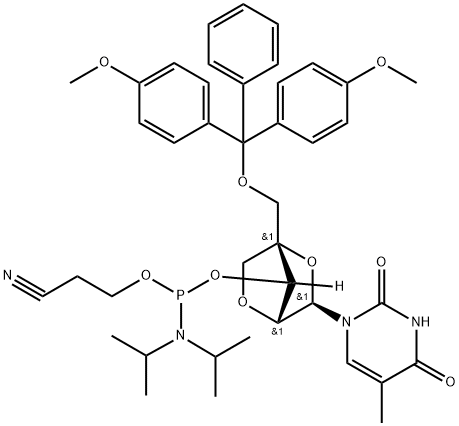 DMTR-LNA-5MEU-3-CED-PHOSPHORAMIDITE, 206055-75-6, 结构式