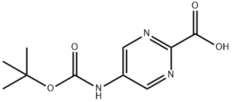 5-((叔丁氧基羰基)氨基)嘧啶-2-羧酸 结构式