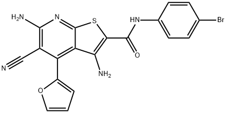 3,6-二氨基-N-(4-溴苯基)-5-氰基-4-(呋喃-2-基)噻吩并[2,3-B]吡啶-2-甲酰胺 结构式