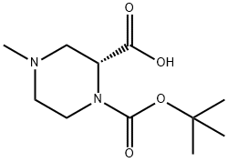 (R)-1-(tert-butoxycarbonyl)-4-methylpiperazine-2-carboxylic acid 结构式