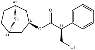 (S)-α-ヒドロキシメチルベンゼン酢酸(1R,5S)-8-アザビシクロ[3.2.1]オクタン-3α-イル 化学構造式