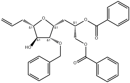 D-glycero-D-gulo-Dec-1-enitol, 4,7-anhydro-1,2,3,8-tetradeoxy-6-O-(phenylmethyl)-, 9,10-dibenzoate Structure