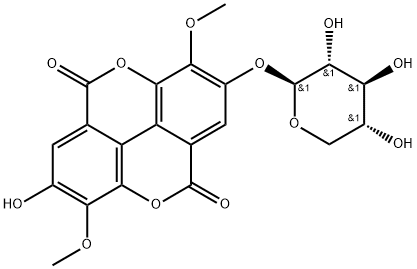 3,3'-二-O-甲基-4-O-(BETA-D-吡喃木糖基)鞣花酸 结构式