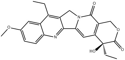 1H-Pyrano[3',4':6,7]indolizino[1,2-b]quinoline-3,14(4H,12H)-dione, 4,11-diethyl-4-hydroxy-9-methoxy-, (4S)- Structure