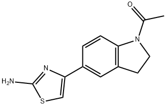 1-(5-(2-氨基噻唑-4-基)吲哚啉-1-基)乙酮, 874787-47-0, 结构式