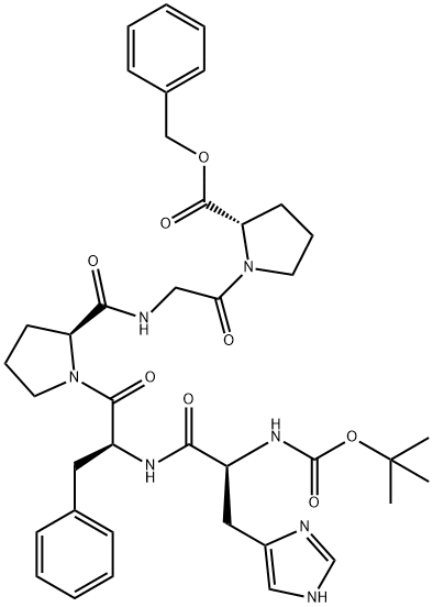 L-Proline, 1-[N-[1-[N-[N-[(1,1-dimethylethoxy)carbonyl]-L-histidyl]-L-phenylalanyl]-L-prolyl]glycyl]-, phenylmethyl ester (9CI) Structure
