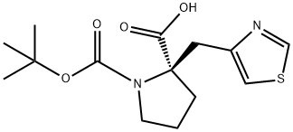 BOC-(R)-ALPHA-(4-THIAZOLYLMETHYL)-PROLINE, 959578-31-5, 结构式