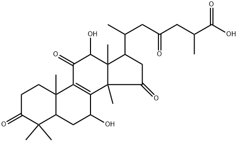 (+)-7β,12β-Dihydroxy-3,11,15,23-tetraoxolanosta-8-ene-26-oic acid Structure