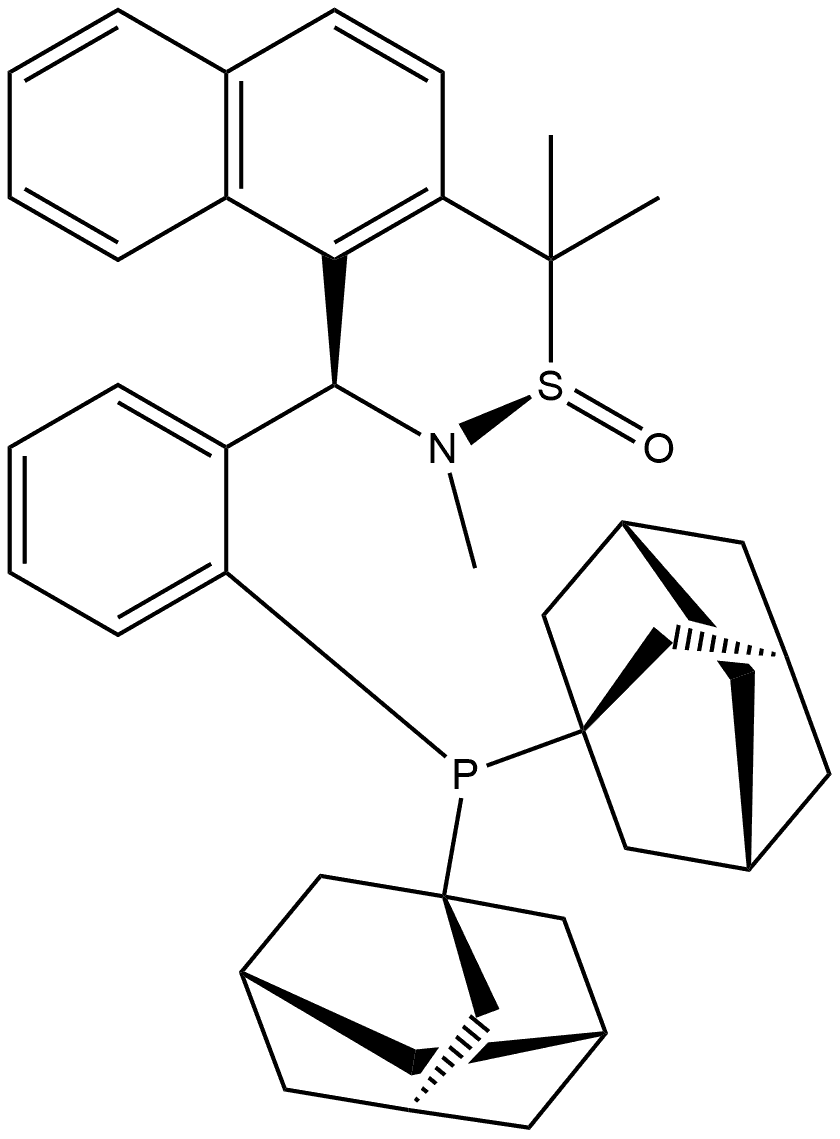 [S(R)]-N-[(R)-[2-(二金刚烷基膦)苯基]-1-萘基甲基]-N-甲基-2-叔丁基亚磺酰胺 结构式
