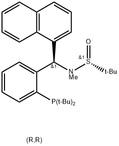[S(R)]-N-[(R)-[2-(二叔丁基膦)苯基]-1-萘基甲基]-N-甲基-2-叔丁基亚磺酰胺 结构式