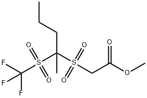 Acetic acid, 2-[[1-methyl-1-[(trifluoromethyl)sulfonyl]butyl]sulfonyl]-, methyl ester Struktur