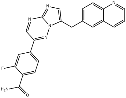 Benzamide, 2-fluoro-4-[7-(6-quinolinylmethyl)imidazo[1,2-b][1,2,4]triazin-2-yl]- Structure