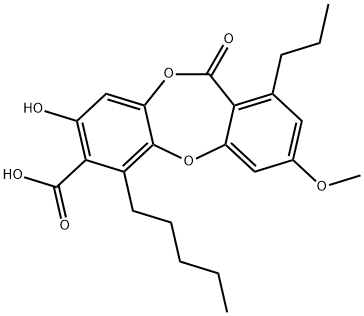 11H-Dibenzo[b,e][1,4]dioxepin-7-carboxylic acid, 8-hydroxy-3-methoxy-11-oxo-6-pentyl-1-propyl- Structure