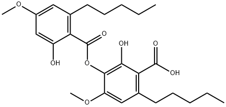 Benzoic acid, 2-hydroxy-3-[(2-hydroxy-4-methoxy-6-pentylbenzoyl)oxy]-4-methoxy-6-pentyl- Structure