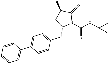 1-Pyrrolidinecarboxylic acid, 5-([1,1'-biphenyl]-4-ylmethyl)-3-methyl-2-oxo-, 1,1-dimethylethyl ester, (3R,5S)- Struktur