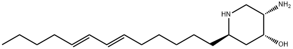 (2R)-5β-アミノ-2α-[(3E,5E)-3,5-トリデカジエニル]ピペリジン-4β-オール 化学構造式