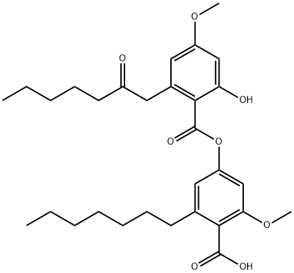 Benzoic acid, 2-heptyl-4-[[2-hydroxy-4-methoxy-6-(2-oxoheptyl)benzoyl]oxy]-6-methoxy- Structure