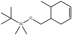 Cyclohexene, 4-[[[(1,1-dimethylethyl)dimethylsilyl]oxy]methyl]-5-methyl- Struktur