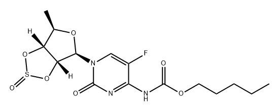 Carbamic acid, N-[5-fluoro-1,2-dihydro-2-oxo-1-[(3aR,4R,6R,6aR)-tetrahydro-6-methyl-2-oxidofuro[3,4-d]-1,3,2-dioxathiol-4-yl]-4-pyrimidinyl]-, pentyl ester