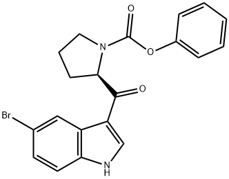1-Pyrrolidinecarboxylic acid, 2-[(5-bromo-1H-indol-3-yl)carbonyl]-, phenyl ester, (2R)- Structure