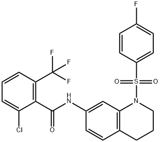Benzamide, 2-chloro-N-[1-[(4-fluorophenyl)sulfonyl]-1,2,3,4-tetrahydro-7-quinolinyl]-6-(trifluoromethyl)- Structure