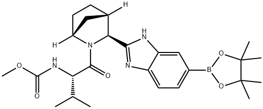 Carbamic acid, N-[(1S)-2-methyl-1-[[(1R,3S,4S)-3-[6-(4,4,5,5-tetramethyl-1,3,2-dioxaborolan-2-yl)-1H-benzimidazol-2-yl]-2-azabicyclo[2.2.1]hept-2-yl]carbonyl]propyl]-, methyl ester Structure