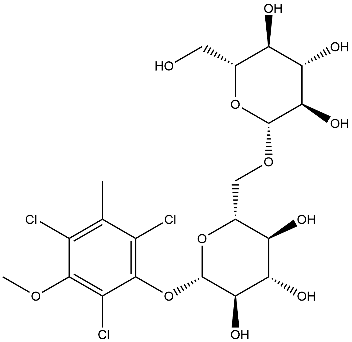 2,4,6-TRICHLOROL-3-METHYL-5-METHOXYPHENOL-1-O-BETA, 1447969-66-5, 结构式
