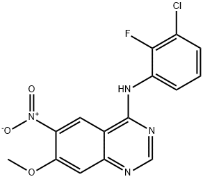 N-(3-氯-2-氟苯基)-7-甲氧基-6-硝基喹唑啉-4-胺(达克替尼杂质), 1454307-45-9, 结构式