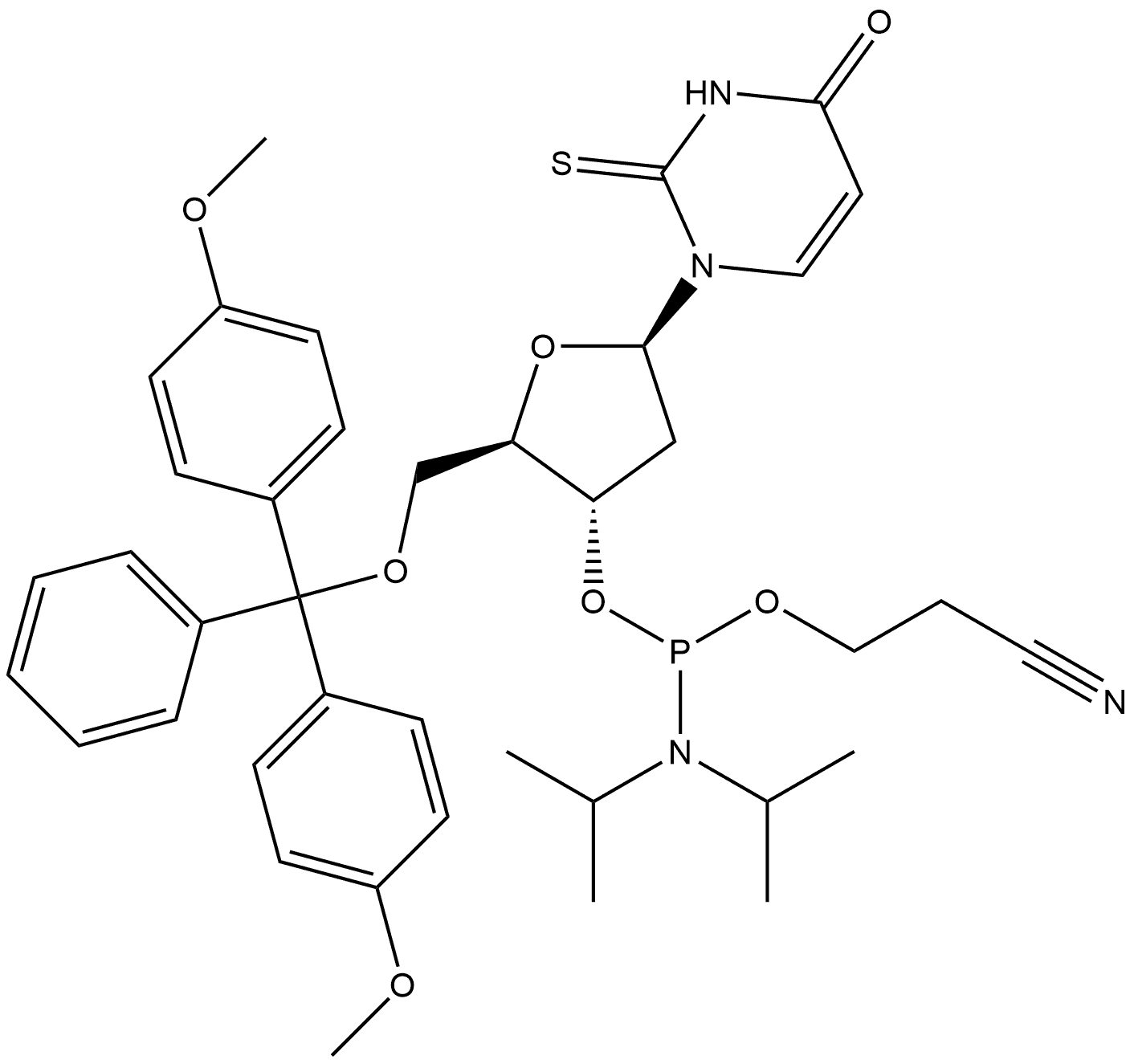 2'-Fluoro-2-thio-2'-dU-3'-phosphoramidite 结构式