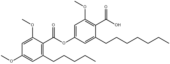 Benzoic acid, 2,4-dimethoxy-6-pentyl-, 4-carboxy-3-heptyl-5-methoxyphenyl ester Structure