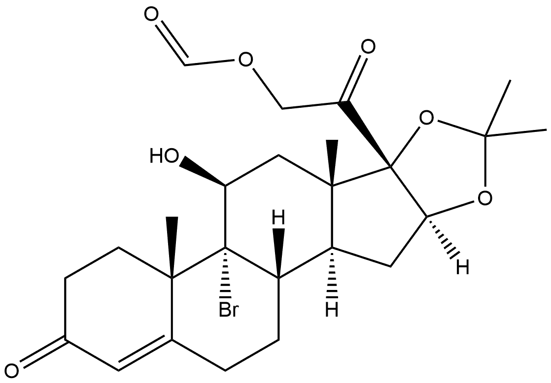 Pregn-4-ene-3,20-dione, 9-bromo-21-(formyloxy)-11-hydroxy-16,17-[(1-methylethylidene)bis(oxy)]-, (11β,16α)- (9CI) Structure