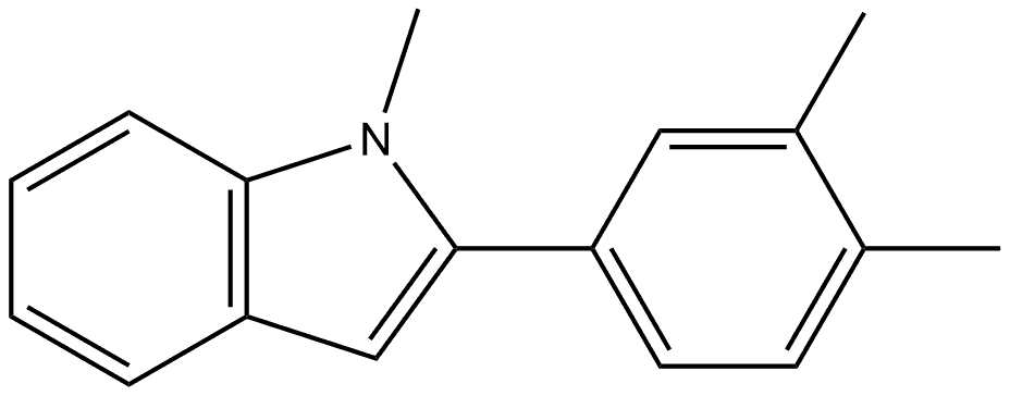 2-(3,4-二甲基苯基)-1-甲基吲哚, 1628469-16-8, 结构式
