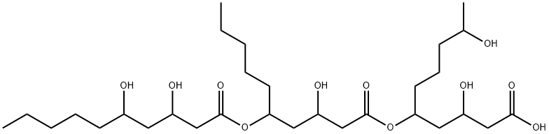Decanoic acid, 5-[(3,5-dihydroxy-1-oxodecyl)oxy]-3-hydroxy-, 1-(3-carboxy-2-hydroxypropyl)-5-hydroxyhexyl ester (9CI) Structure