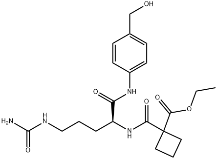 Cyclobutanecarboxylic acid, 1-[[[(1S)-4-[(aminocarbonyl)amino]-1-[[[4-(hydroxymethyl)phenyl]amino]carbonyl]butyl]amino]carbonyl]-, ethyl ester