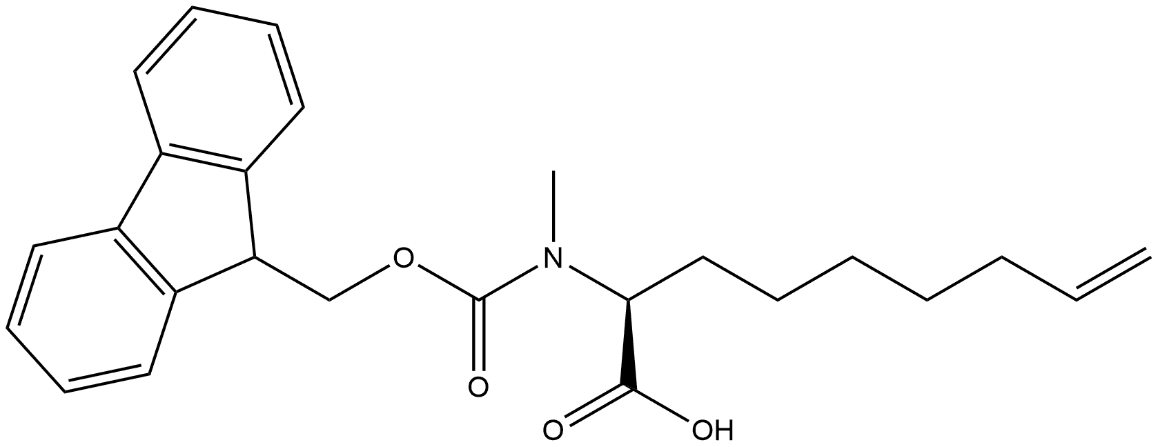 (S)-2-((((9H-fluoren-9-yl)methoxy)carbonyl)(methyl)amino)non-8-enoic acid Structure