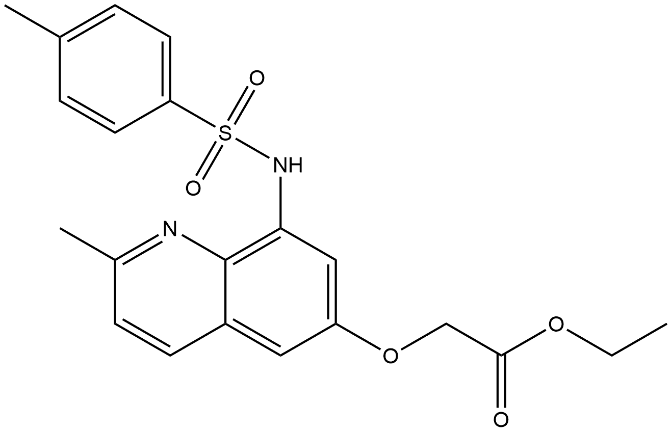 乙基 2-(2-甲基-8-(4-甲基苯基磺酸基N乙酰胺基)喹啉-6-氧基)乙酸酯 结构式