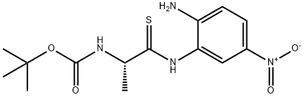 Carbamic acid, N-[(1S)-2-[(2-amino-5-nitrophenyl)amino]-1-methyl-2-thioxoethyl]-, 1,1-dimethylethyl ester Struktur