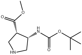 3-Pyrrolidinecarboxylic acid, 4-[[(1,1-dimethylethoxy)carbonyl]amino]-, methyl ester, (3S,4S)- 结构式