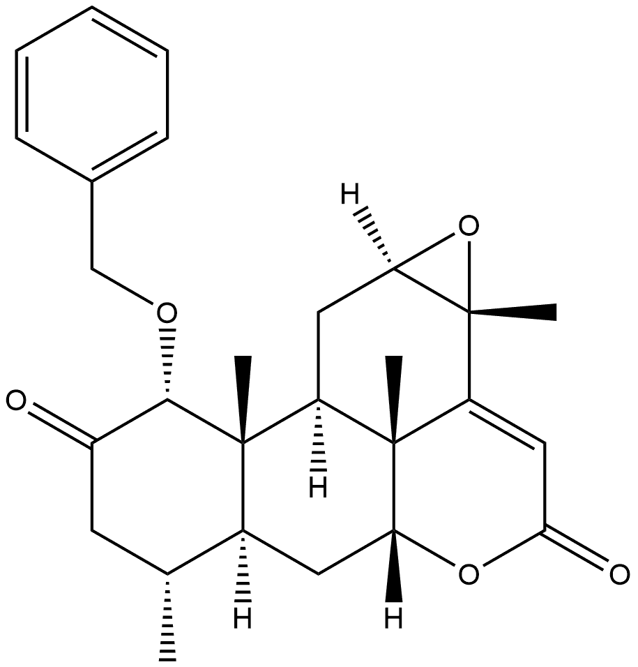 Picras-14-ene-2,16-dione, 12,13-epoxy-1-(phenylmethoxy)-, (1α,12α,13β)- (9CI) Structure