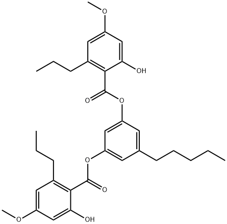 Benzoic acid, 2-hydroxy-4-methoxy-6-propyl-, 5-pentyl-1,3-phenylene ester (9CI) Structure