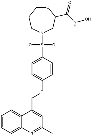 1,4-Oxazepine-2-carboxamide, hexahydro-N-hydroxy-4-[[4-[(2-methyl-4-quinolinyl)methoxy]phenyl]sulfonyl]- Structure